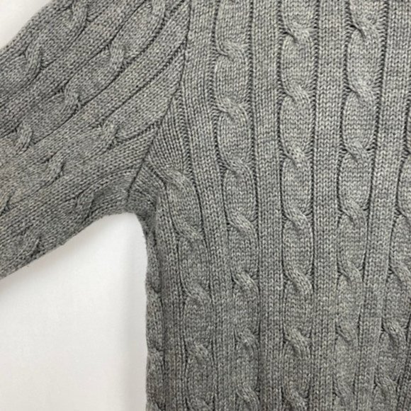 Ralph Lauren Cable Knit Sweater Gray & Purple Classic Preppy Cotton Large - Picture 6 of 13